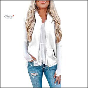 Lightweight Fleece Vest with Zipper and 6 Pockets, Women's Sleeveless Cardigan